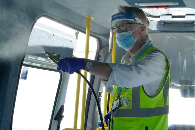 The Zapptiser system uses high pressure mist spray to sanitise vehicles.