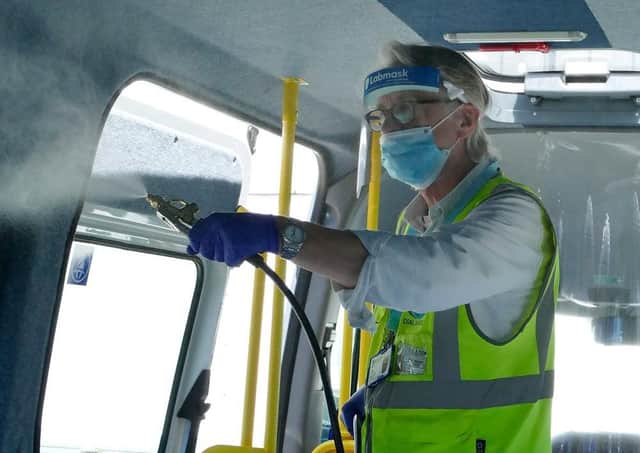 The Zapptiser system uses high pressure mist spray to sanitise vehicles.
