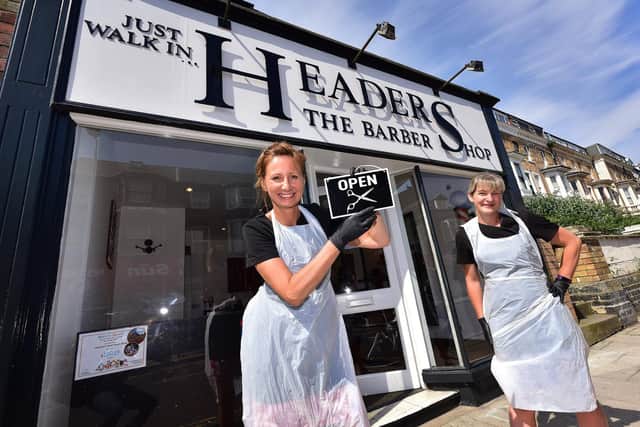 Headers prepares for business after lockdown ... owner Heather Bannister and staff member Helen Bannister look forward to opening.
