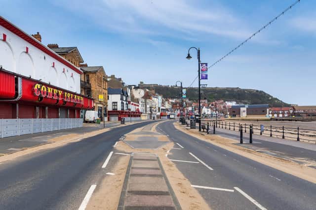 A deserted Foreshore Road in Scarborough during lockdown