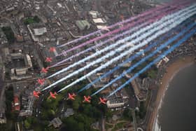 The Red Arrows over Scarborough. Photo: Crown Copyright 2020.
