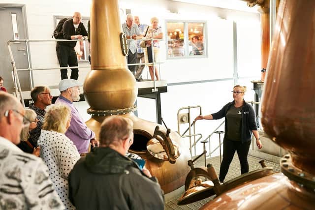 Chrissie Queen leads a tour around the Spirit of Yorkshire Distillery before the Covid-19 lockdown restrictions started.