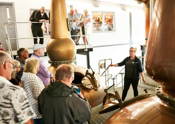 Chrissie Queen leads a tour around the Spirit of Yorkshire Distillery before the Covid-19 lockdown restrictions started.