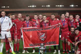 Scarborough Athletic celebrate winning the North Riding County FA Senior Cup