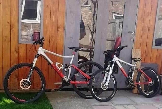 The two bikes that have been stolen.