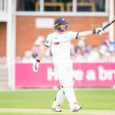 Yorkshire's Adam Lyth raises his bat at North Marine Road. Picture: SWPix