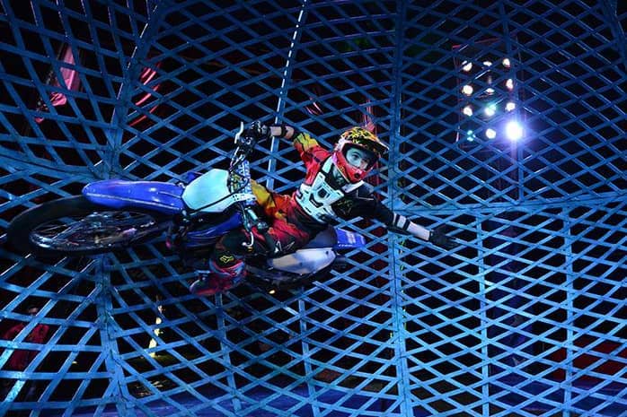 Fearless rider on the Globe of Death.