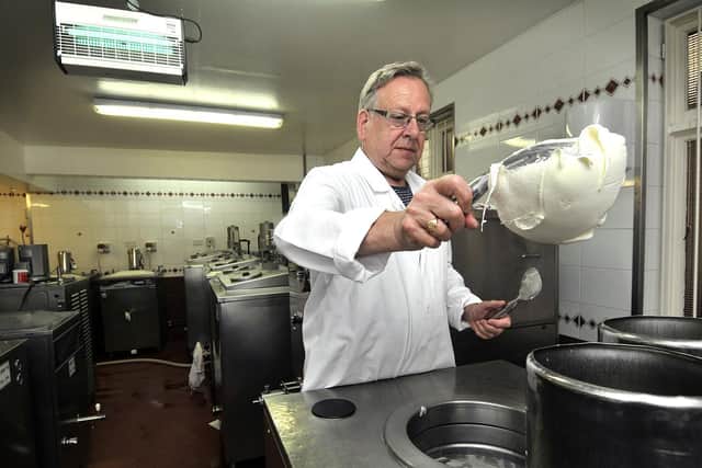 Owner Giulian Alonzi makes the ice cream in the factory area.