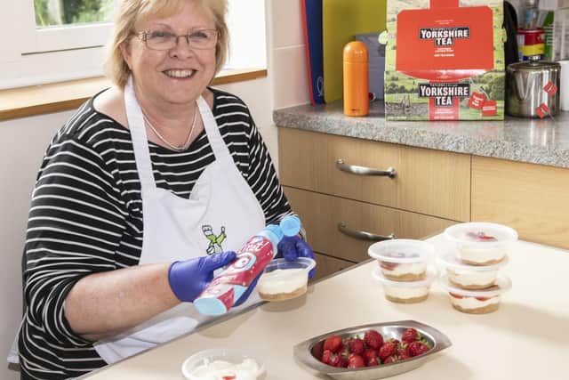 Linda creating delicious deserts