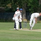Filey all-rounder Josh Dawson in bowling action for the 2019 Beckett League champions