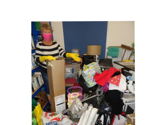Jane Cox pictured in the Filey Cancer Fund shop