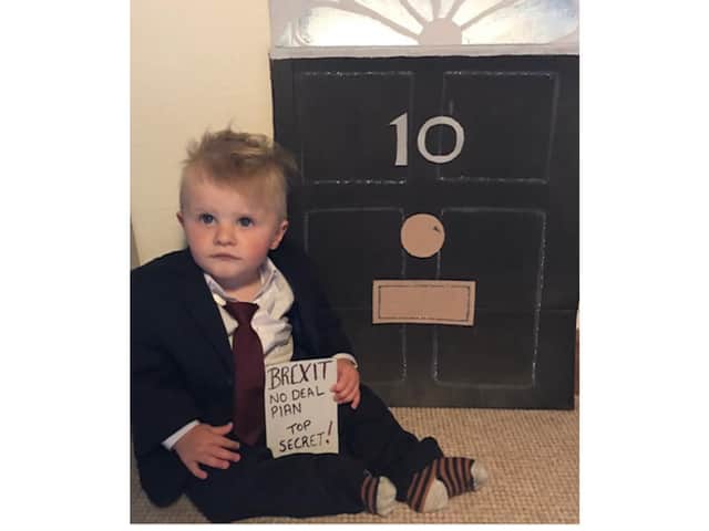 Harrison as Boris with his Brexit plan