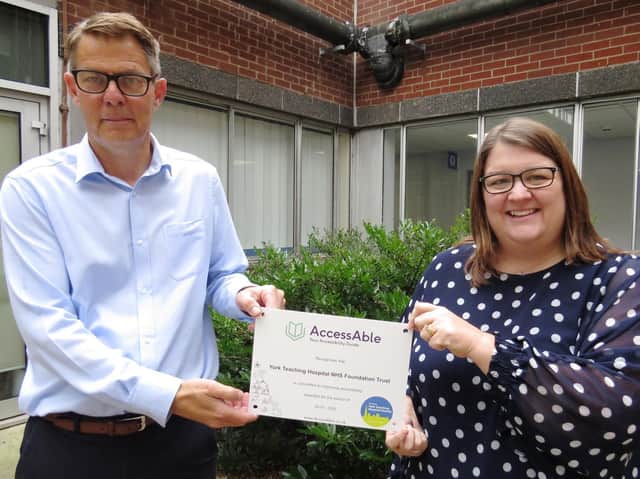 David Biggins, Inclusive Built Environment Lead at York Teaching Hospital NHS Foundation Trust and Rachel Brook, Fundraising Manager for York Teaching Hospital Charity.