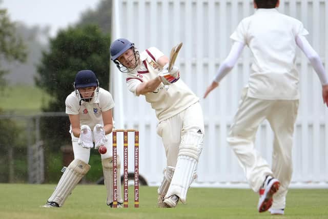 Jonny Aldcroft hits out on his way to 37 in Staxtons home win over Sewerby. Picture by Richard Ponter.