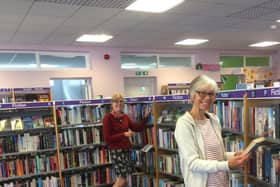 Jane Pottas and Jacqueline Byers, volunteers at Whitby Library.