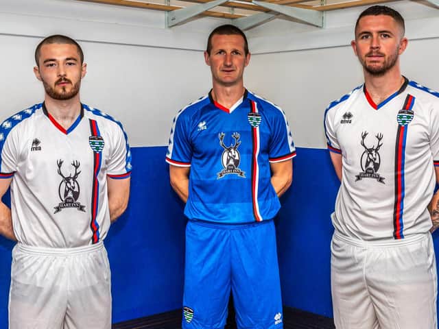 Whitby Town have launched their new 2020/21 home, away and goalkeeper kits. PICTURE: BRIAN MURFIELD