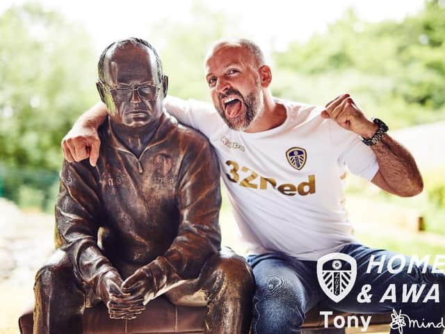 Tony Clark and his statue of Leeds United boss Marco Bielsa.