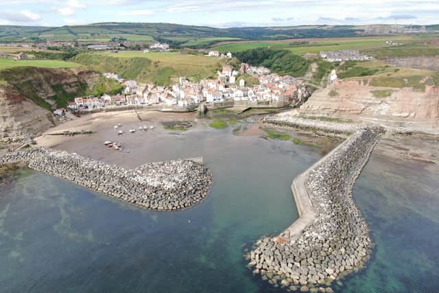 The Times chose the beach at Runswick as its favourite, where fossil-hunters, dolphin-watchers, fishermen and families enjoy its spectacular sands. Drone photo by Richard Mitchell