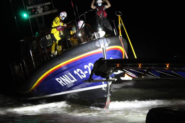 Bridlington Lifeboat volunteers joined the multi-agency rescue of a man who fell of a cliff.