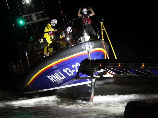 Bridlington Lifeboat volunteers joined the multi-agency rescue of a man who fell of a cliff.