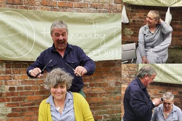 Jo-Ann McMillan pictured with husband Jimmy during the head shave