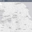 The postcode tool from Public Health England, allows you to see how many cases are in your area as well as the surrounding areas