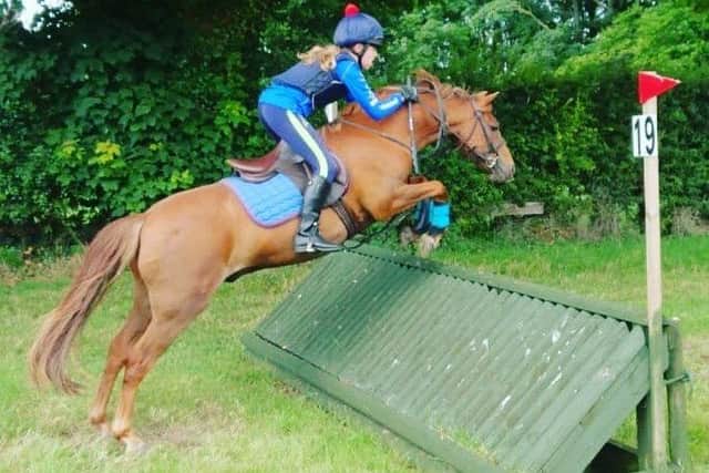 Grace shows her horse riding skills.