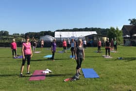 The pop-up pilates event at the Cedarbarn Farm Shop and Cafe raised £810 for Saint Catherine’s.