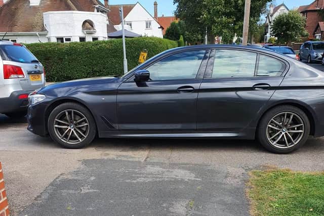 The car was blocking the pavement