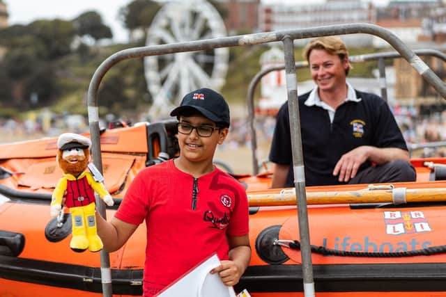Ravi Saini, 10, from Leeds, during a visit to Scarborough lifeboat station