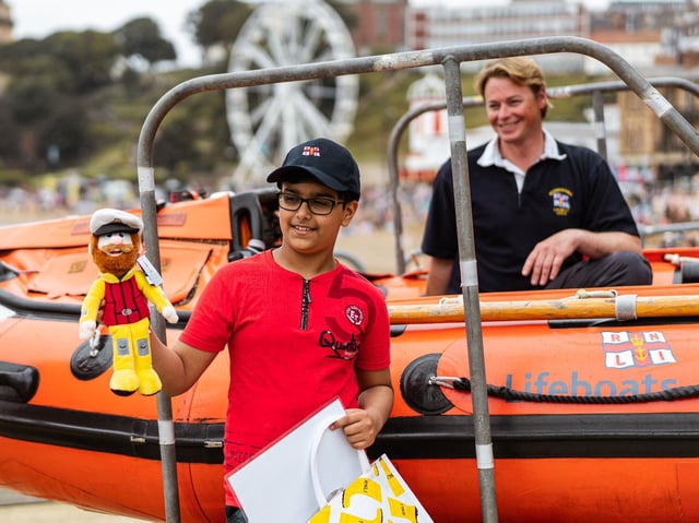 Ravi Saini, 10, from Leeds, during a visit to Scarborough lifeboat station