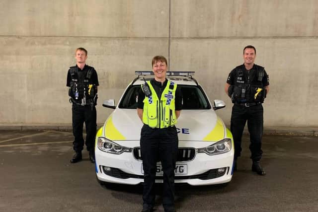 North Yorkshire Police Chief Constable Lisa Winward with some of the force's roads policing group.