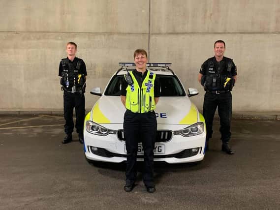North Yorkshire Police Chief Constable Lisa Winward with some of the force's roads policing group.