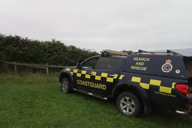 Coastguard vehicle at the top of the cliff