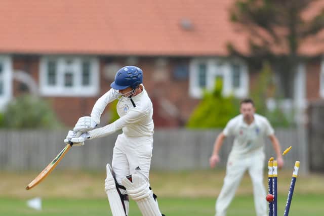 A Bridlington 2nds batsman is clean-bowled by a Filey bowler

PICTURES BY WILL PALMER / MORE VIA WWW.WILL-PALMER.CO.UK