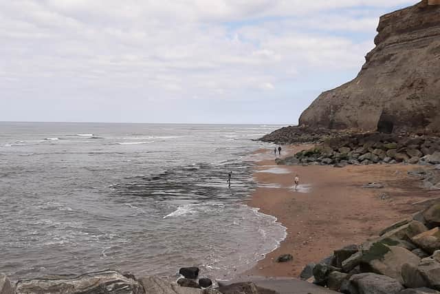 The cliff area beside Whitby's east pier