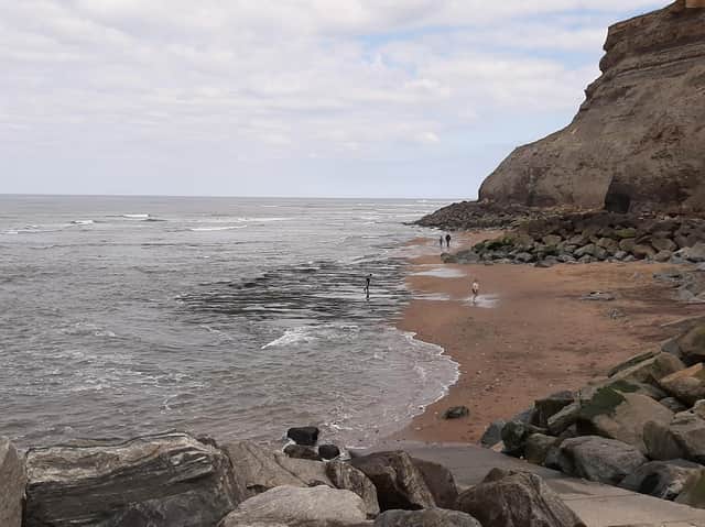 The cliff area beside Whitby's east pier