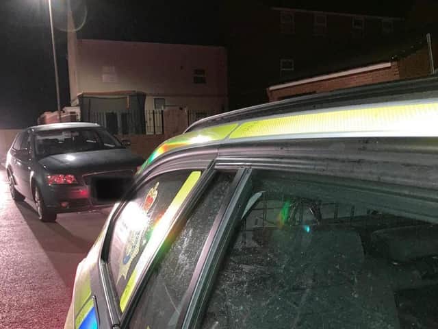 One of several cars stopped by police around the Scarborough area last night.