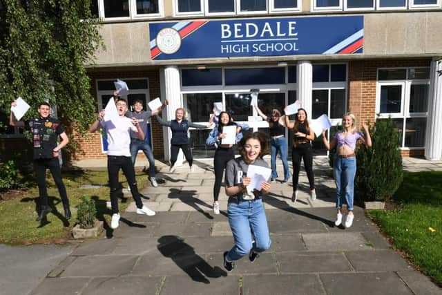 Bedale High School students celebrate their GCSE results.