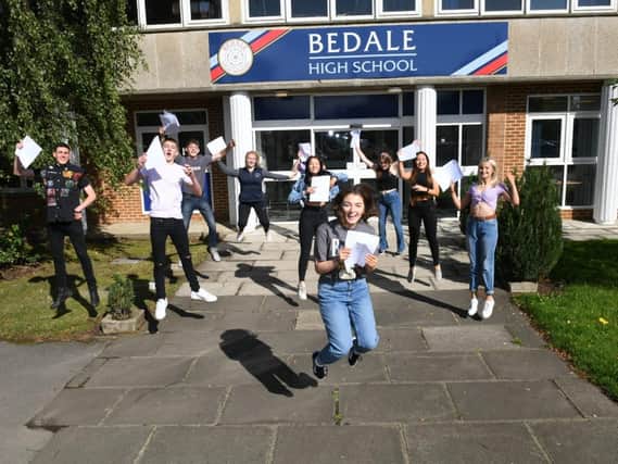 Bedale High School students celebrate their GCSE results.