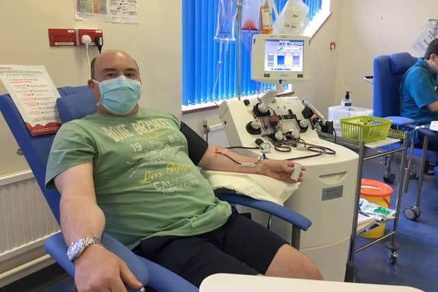 Mark Jenkinson donates plasma for coronavirus trials.