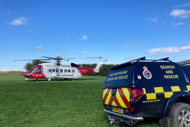 The Coastguard Rescue Helicopter was called to help an injured walker