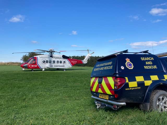 The Coastguard Rescue Helicopter was called to help an injured walker