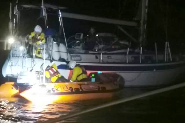 Scarborough lifeboat crew in action