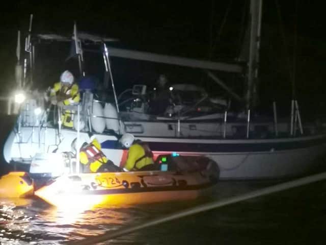 Scarborough lifeboat crew in action