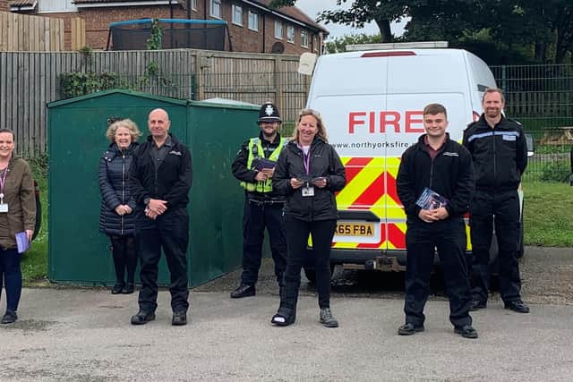 Representatives from Scarborough Borough Council Community Impact Team, North Yorkshire Fire and Rescue Services and Sanctuary Housing join North Yorkshire Police on patrol.