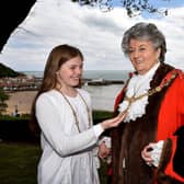 Hazel Lynskey with her granddaughter Ruby Lynskey in the Town Hall gardens