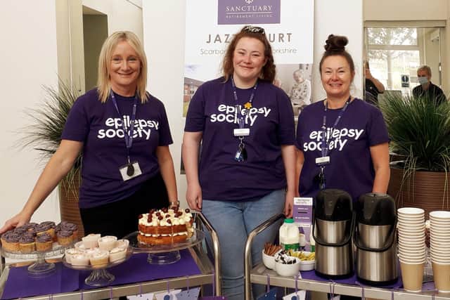 Jazz Court staff took trolleys loaded with purple sweet treats and drinks around the building during the Purple Day activities. Photo submitted