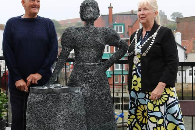 Fisherman William Hall with Mayor of Whitby, Cllr Linda Wild.