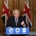 Prime Minister Boris Johnson during a virtual press conference at Downing Street, London, following the announcement that the legal limit on social gatherings is set to be reduced from 30 people to six. The change in the law in England will come into force on Monday as the Government seeks to curb the rise in coronavirus cases. Photo: PA